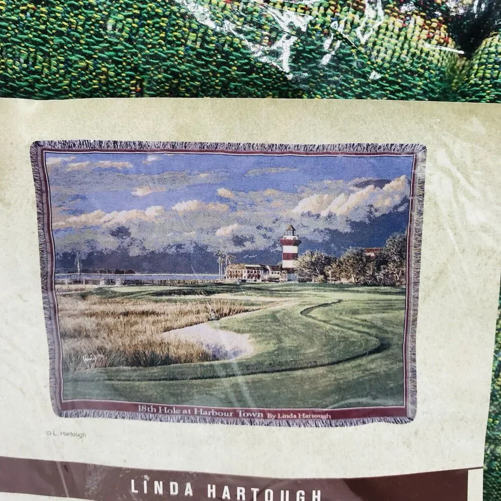 Tapestry Throw Blanket Linda Hartough 18th Hole Harbour Town 52x69 Inches